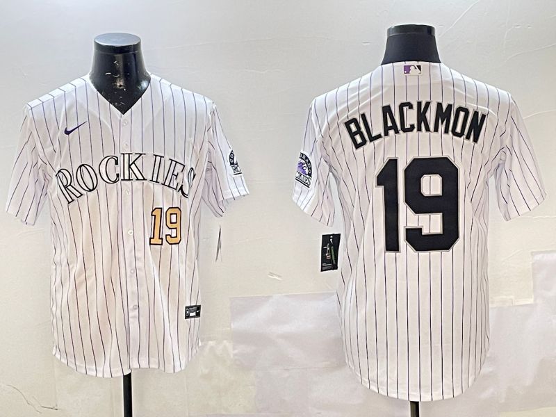 Men Colorado Rockies #19 Blackmon White Stripe Game 2025 Nike MLB Jersey style 4